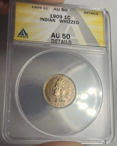 1909 INDIAN HEAD CENT GRADED ANACS AU50 DETAILS