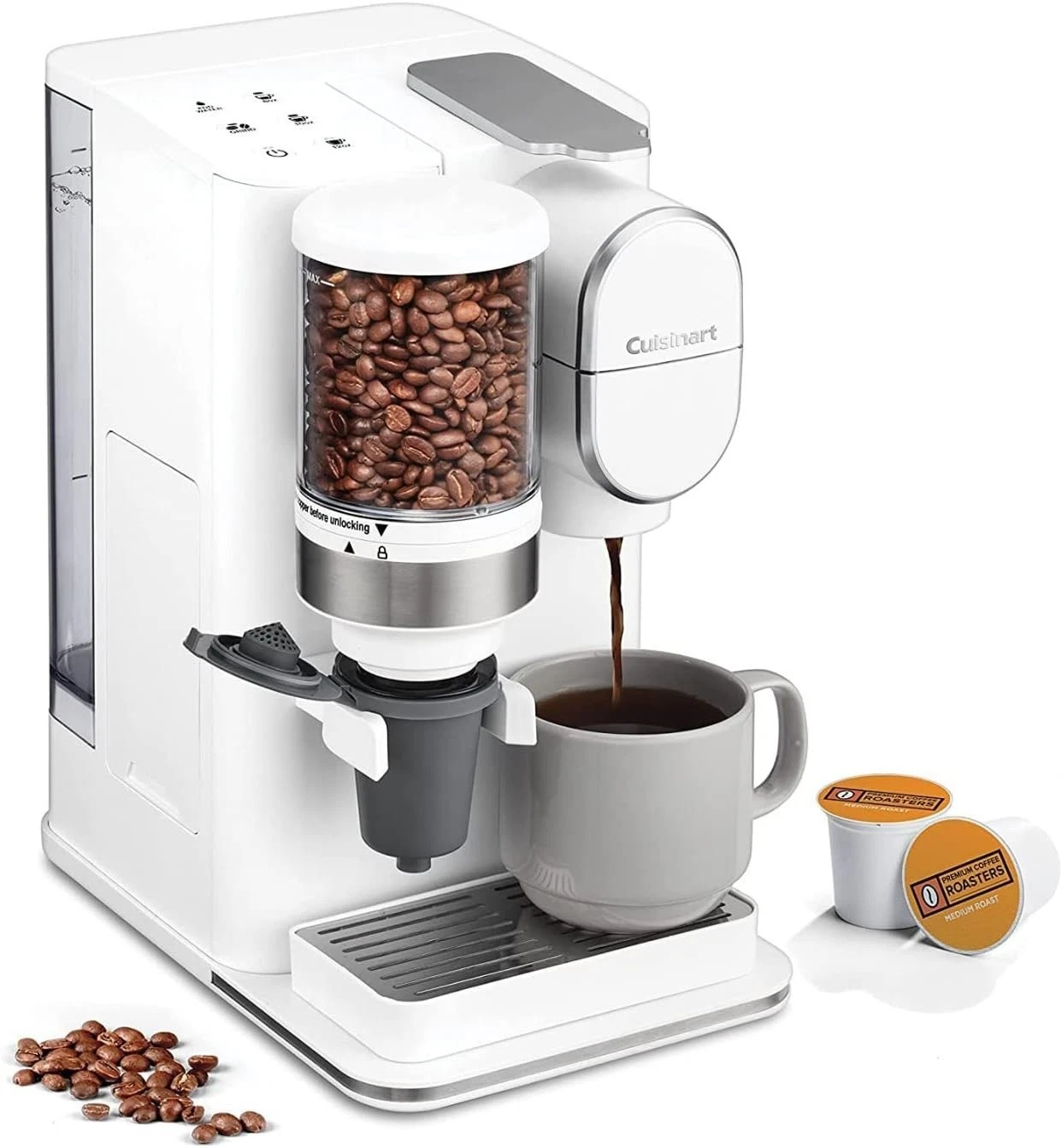 Cuisinart Single-Serve Coffee Maker + Coffee Grinder Removable Reservoir DGB-2W
