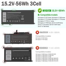 33YDH Lapop Battery for Dell Inspiron 15 7000 17 7773 7778 7786 7779 2in1 G3 New