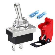 High-Performance 25A SPST Toggle Switch 12VDC/24VDC with Red Safety Cover