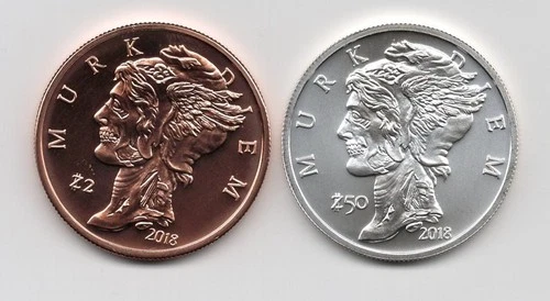 .999 Fine Silver 1 oz Round "Murk Diem" 2018 Zombucks + 1oz copper "Murk Diem"