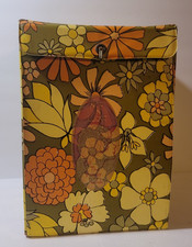 Vintage 1960s Mod Wig Storage Box yellow Flower Design Vinyl Carry Case NO wig