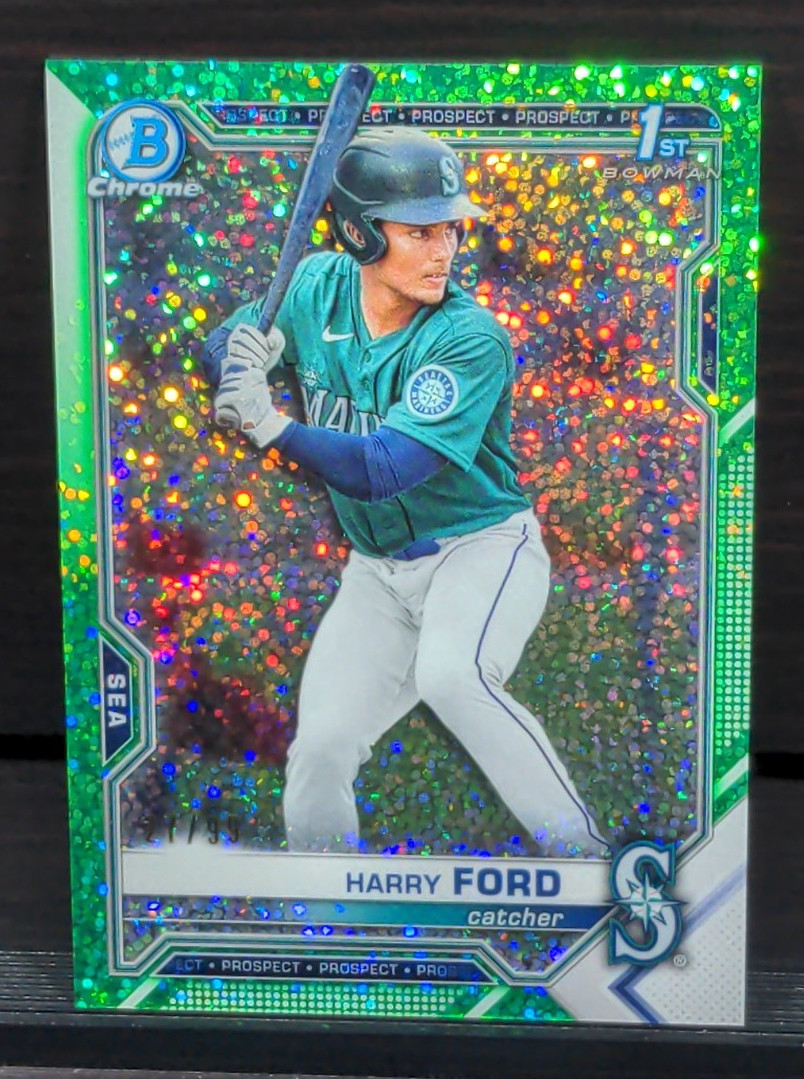 2021 Bowman Draft Chrome Green Sparkle Refractor /99 Harry Ford RC # BDC-1
