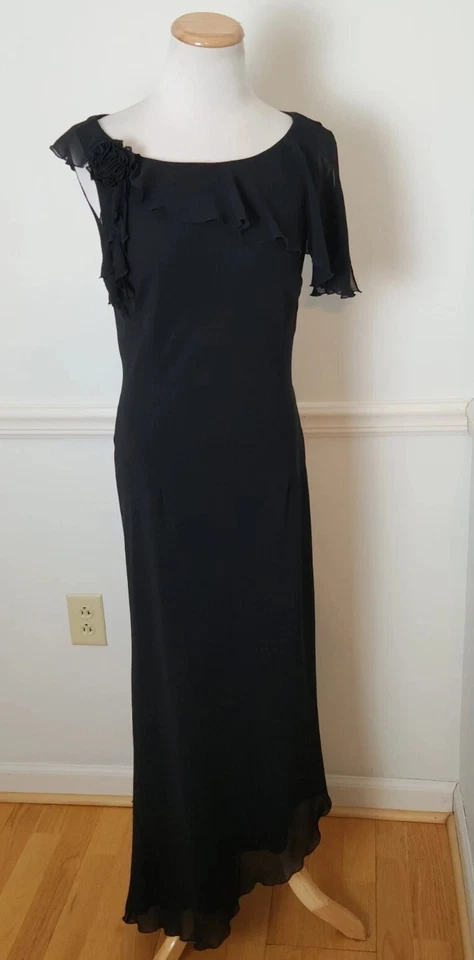 Vestido Y2K Liz Claiborne Talla 10 Mujer Sin Mangas Maxi Hada Grunge Capricho Gótico Assym Foto 2 de 4