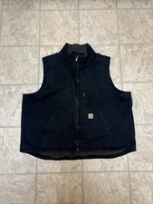 Vintage Carhartt Black Duck Canvas Sherpa Lined Vest Men  s Size 3XL