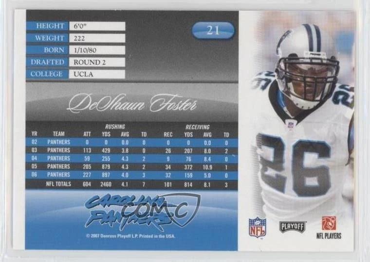 2007 Playoff Prestige Xtra Points Gold DeShaun Foster #21 - Image 2 of 2