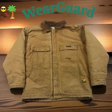 Vtg WearGuard Brown Chore Coat Men’s Size L SteelGuard Corduroy Collar Quilted