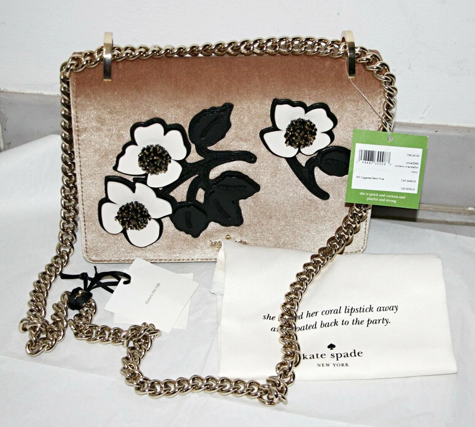 Bolso Bandolera Kate Spade Cameron St Floral Adorno Marci Terciopelo Camel $378