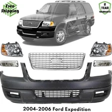 Front Bumper Cover & Headlight Assembly Kit For 2004-2006 Ford Expedition