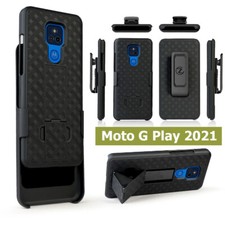 For Motorola Moto G PLAY 2021 Holster Case Strong Belt Clip Stand Slim Black