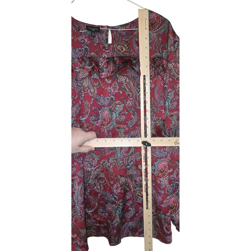 Camicetta Talbots donna taglie forti 2x rosso paisley stampa audace Henley Popover con volant - Foto 3 di 9