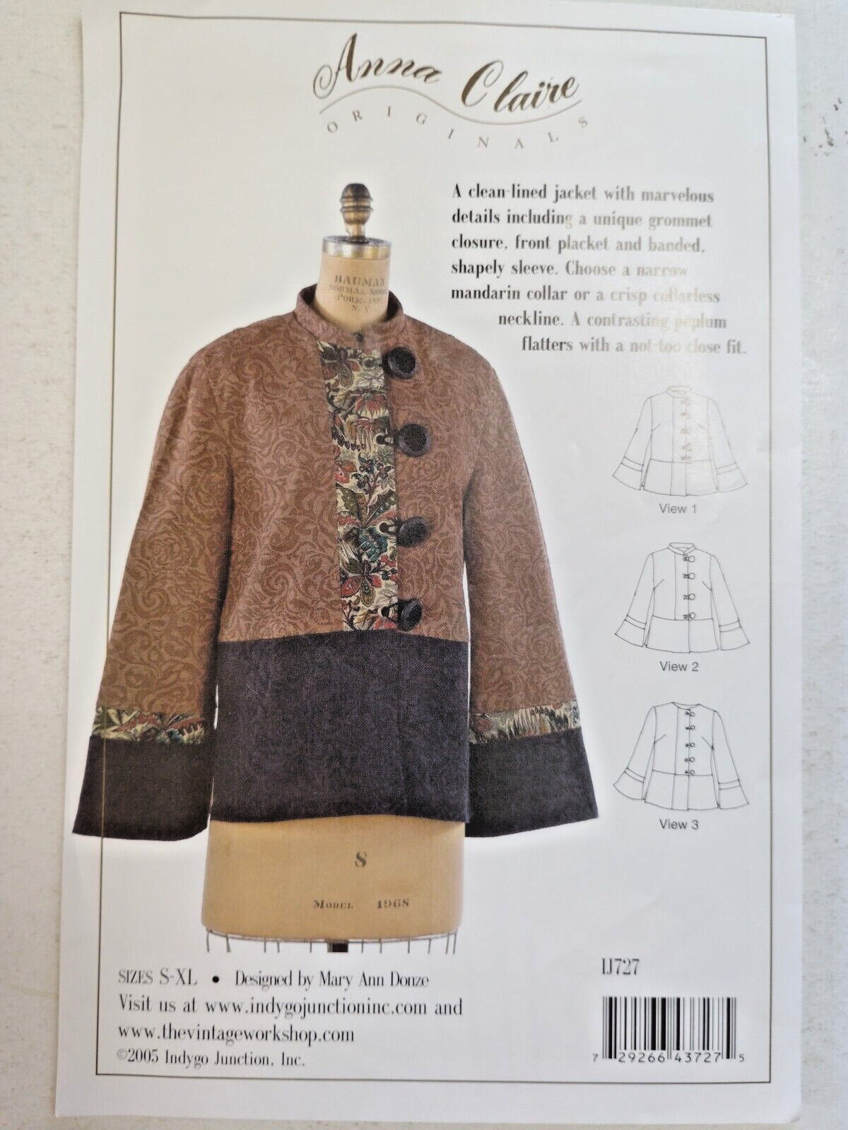 Jacket Coat Eyelet Appeal S M L XL Indygo Junction IJ727 Sewing Pattern Claire