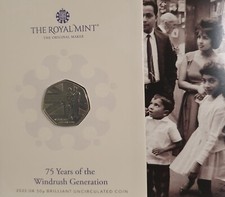 2023 Windrush Generation 50p Brillian Uncirculat Coin Royal Mint Pack