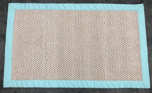 Pottery Barn Kids Aqua Chenille Jute Thick Solid Border 3x5 Rug