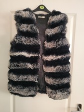 Medium/large Mozzaar Forever Faux Fur Black And Grey Gilet