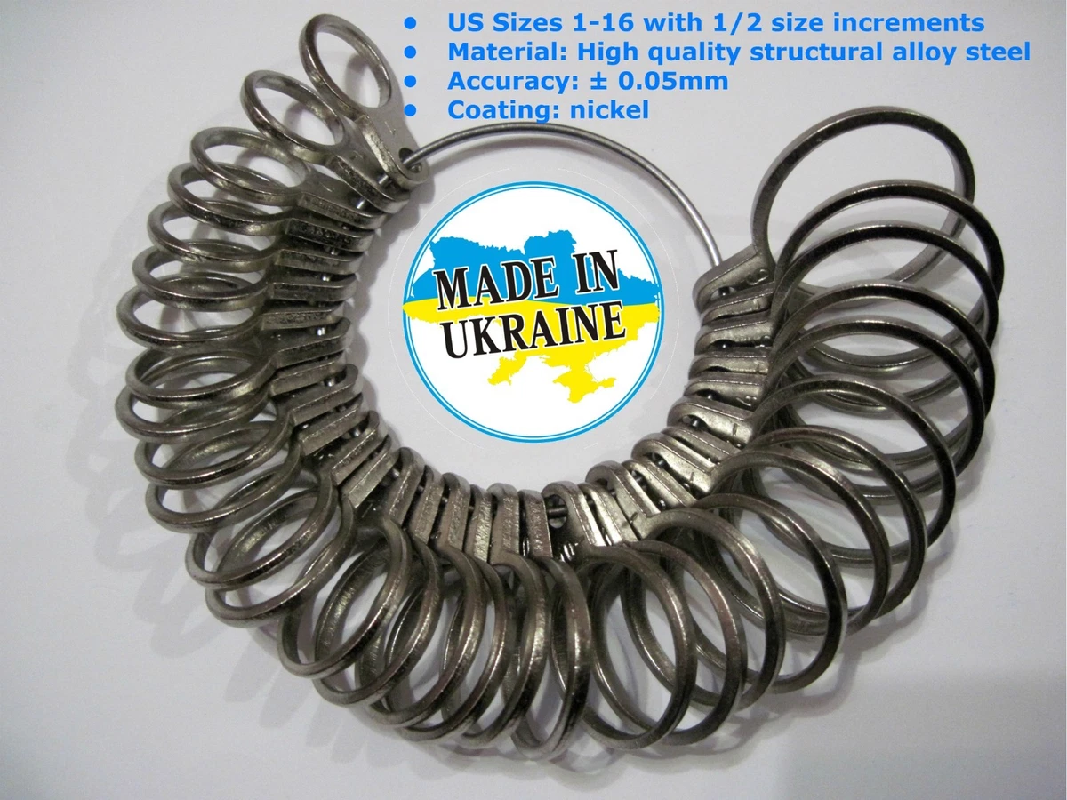Quality Steel Finger Ring Sizer US Sizes 1 16 with 1 2 Size