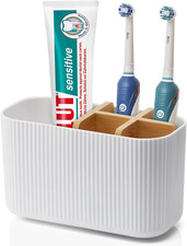 White Toothbrush Holder-Bamboo Toothbrush Holders-Bathrooms,Toothbrush Organizer