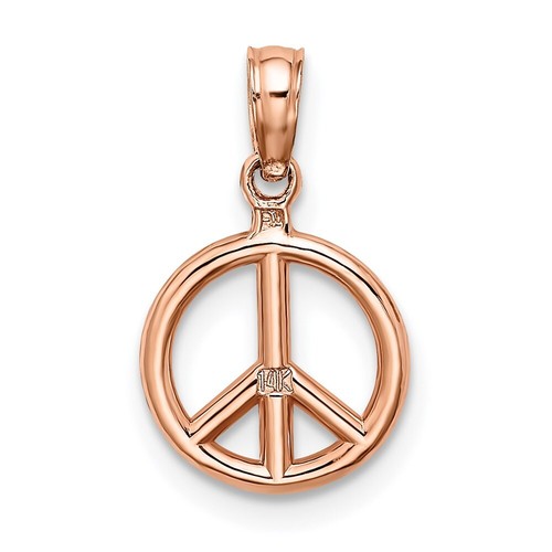 14k Rose Gold 3-D Peace Symbol Pendant D4053R - Picture 3 of 6