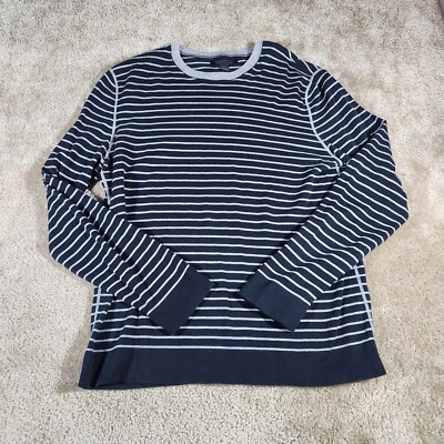 Express Design Studio Women Black Striped Long Sleeve Shirt M Pima Cotton #322