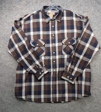 Vintage Big Mac Shirt Mens XXLT Brown Blue Plaid Rugged Twill Button Up Pockets