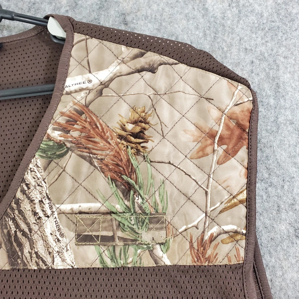 Walls Hunting Vest Men Medium Large Brown Camo Mesh Full Zip Back Pocket Quilted - Image 2 of 4