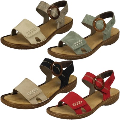 Ladies Rieker Buckle Detailed Sandals, 608Z3