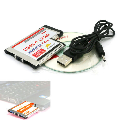 2 Dual Ports USB 3.0 HUB Express Card ExpressCard 54mm Adapter for PCMCIA Laptop - Afbeelding 1 van 4