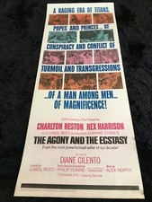 AGONY AND THE ECSTASY Original 1965 ROLLED Insert Movie Poster CHARLTON HESTON