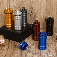 2X Premium Aluminum Waterproof Medication Pill Container Box Keychain With Spoon