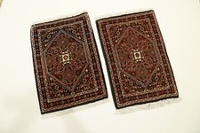 2 X Alfombra Oriental Hecha A Mano Bidjar Tapetes Para Auto 60 X 40 CM Nuevo