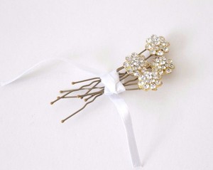 4 Gem Flower Hair Grips Wedding Bridal Party Hair Evening