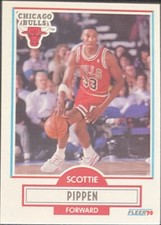 1990 FLEER SCOTTIE PIPPEN TRIPLE ERROR BASKETBALL CARD AK ERROR AND 2PAINT ERROR