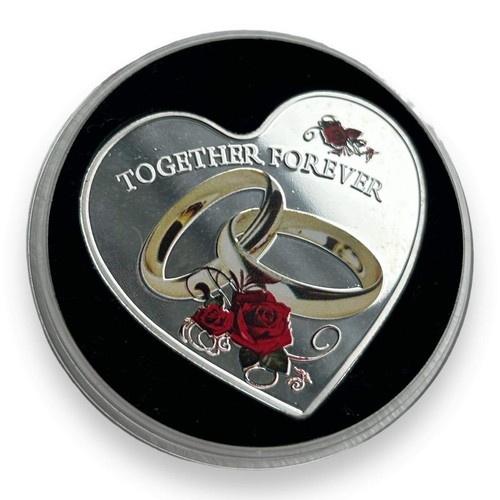 Valentine’s Day Heart Shaped Silver Plated Coin - Mothers Day Anniversary Gift - Picture 6 of 7