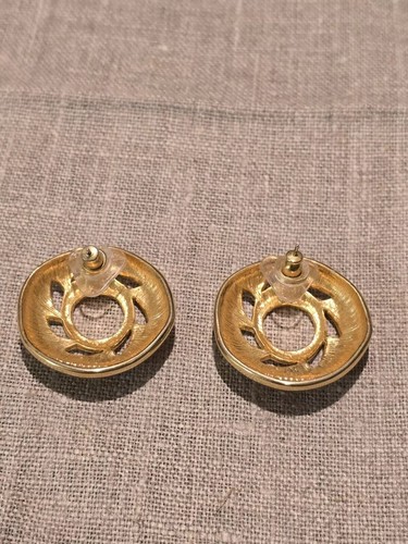 liz claiborne vintage stud earrings gold tone #581 - Picture 4 of 5