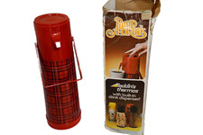Dispensador de termo de bebida vintage Aladdin rojo a cuadros bomba A -