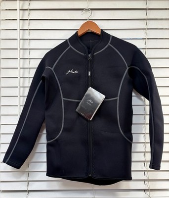 Hevto Men's Neoprene Wetsuit Jacket Top Full Zip Pocket Black Size M