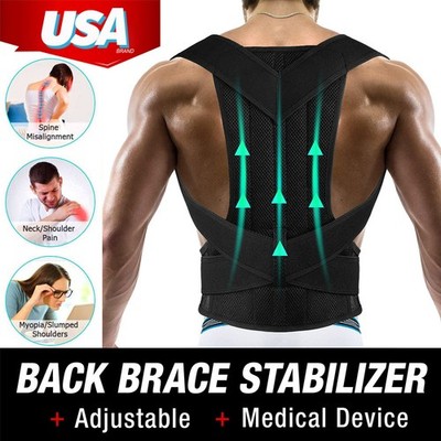 Posture Corrector for Women and Men, Adjustable Back Brace Large, Black