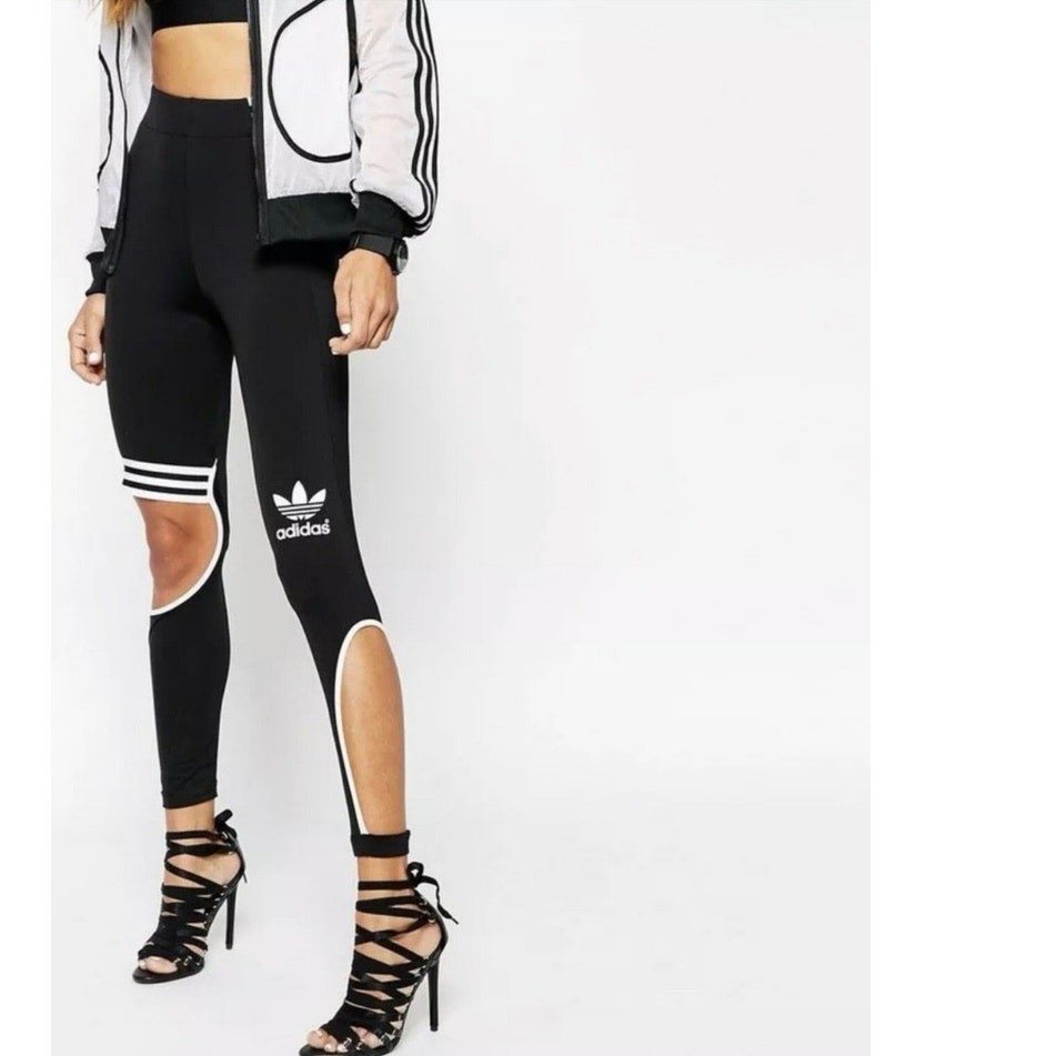 Rare Adidas Originals RITA ORA Trapeze Cutout LEGGINGS Running Pants M Yoga image 2