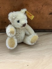 Steiff Mini Teddy Bear Plush Stuffed Animal Ear Tag Button Under 6 in, White