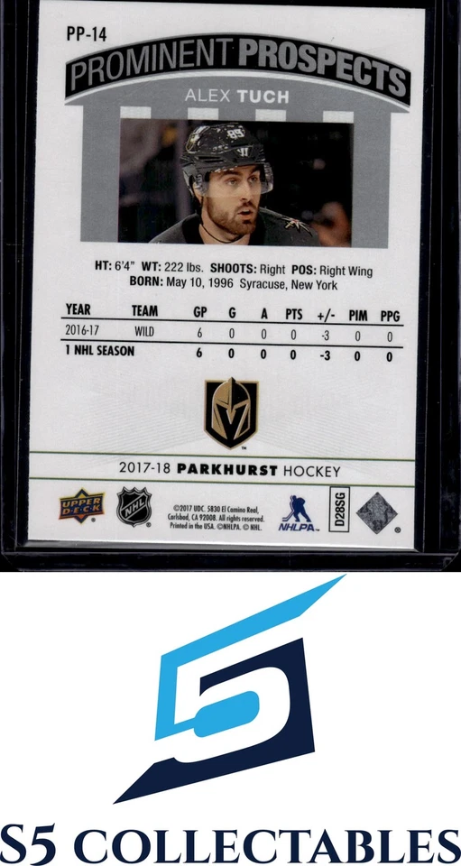 2017-18 Parkhurst #PP-14 Alex Tuch Prominent Prospects - Image 2 of 2