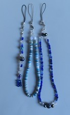 Blue Gray White Gummy Bear Zebra Polymer Clay Bead Cell Phone Charm 3 Set