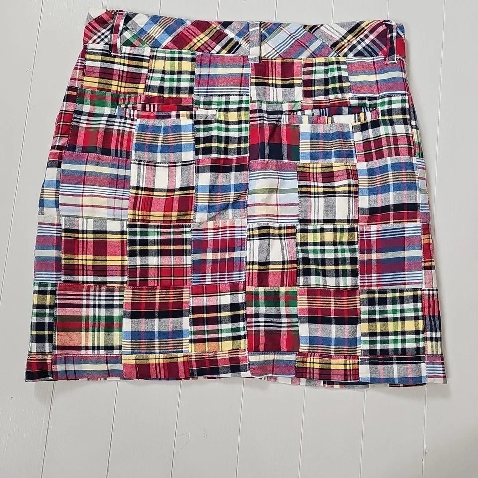 Minifalda a Cuadros Madrás Caqui Británico Talla 2 Multicolor Retro 100% Algodón Foto 4 de 4