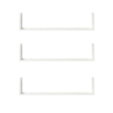 HOMCOM Set of 3 Wooden Floating Shelves Wall Mount CD DVD Storage Display White