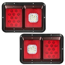 Partsam 2Pcs Double Led Trailer Tail Lights with Horizontal Mount Dual Stop T...