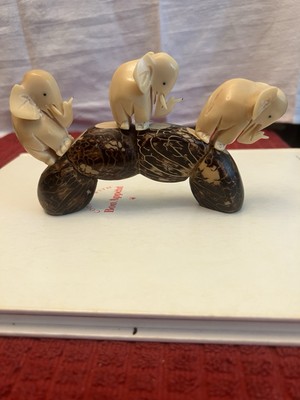 Vintage Carved Soap Stone Elephant Herd Statue Soap Stone unique elephant herd