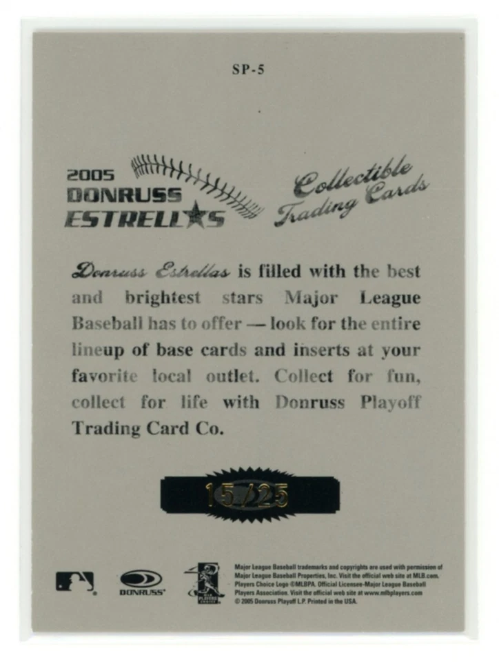ALBERT PUJOLS 2005 Donruss Estrellas Studio Portraits Red Black & White #5 15/25 - Image 2 of 2