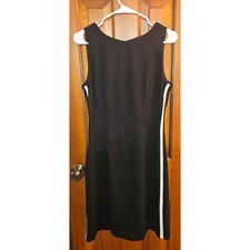 CDC Black Sleeveless Sheath Dress with White Side Stripe Size 10
