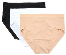 Breezies Set 3 Signature Satin Trim Briefs Large Sunbeige A606710  11158