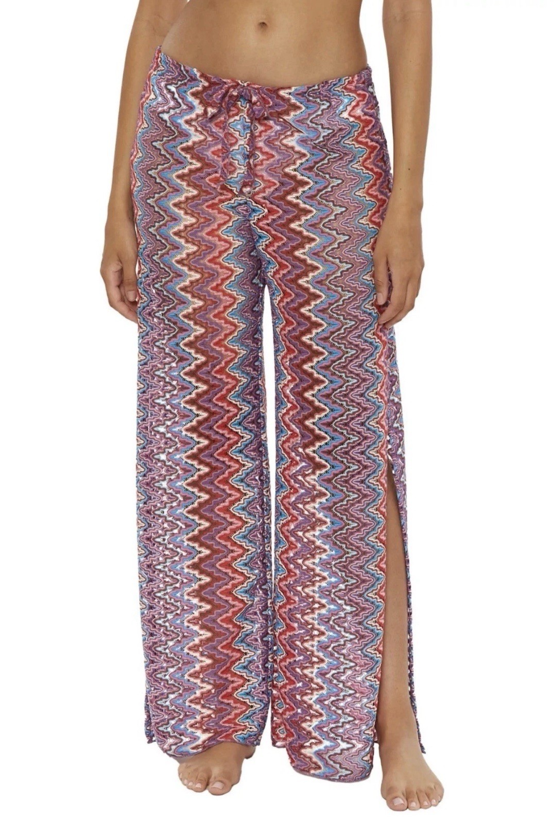 Becca Women's Sundown Crochet Split Leg Swim Cover-Up Multicolor, Size-L