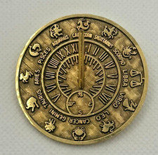 Vintage TORTOLANI Gold Tone Sundial ZODIAC Brooch/Pin Astrology